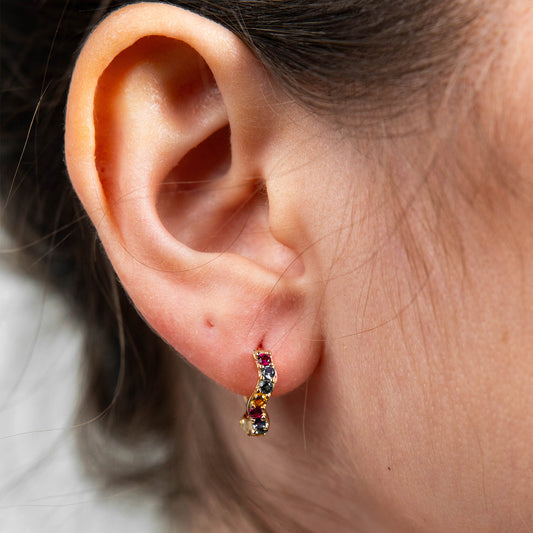 Pendientes Articulados Oro 18K Multicolor.