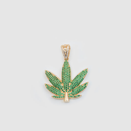 18K Gold Hemp Leaf Pendant