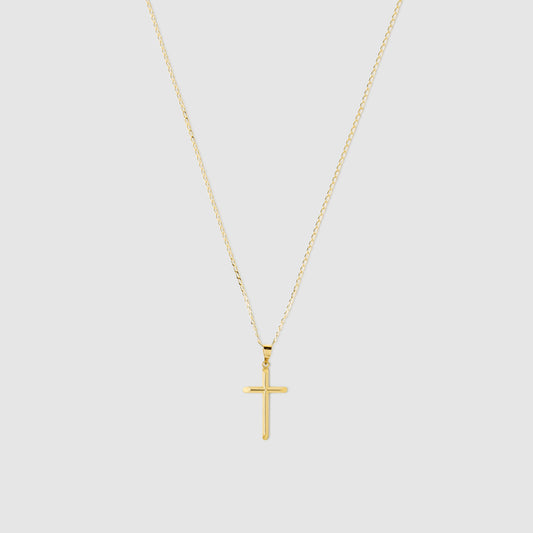 18k Gold Tube Cross Pendant