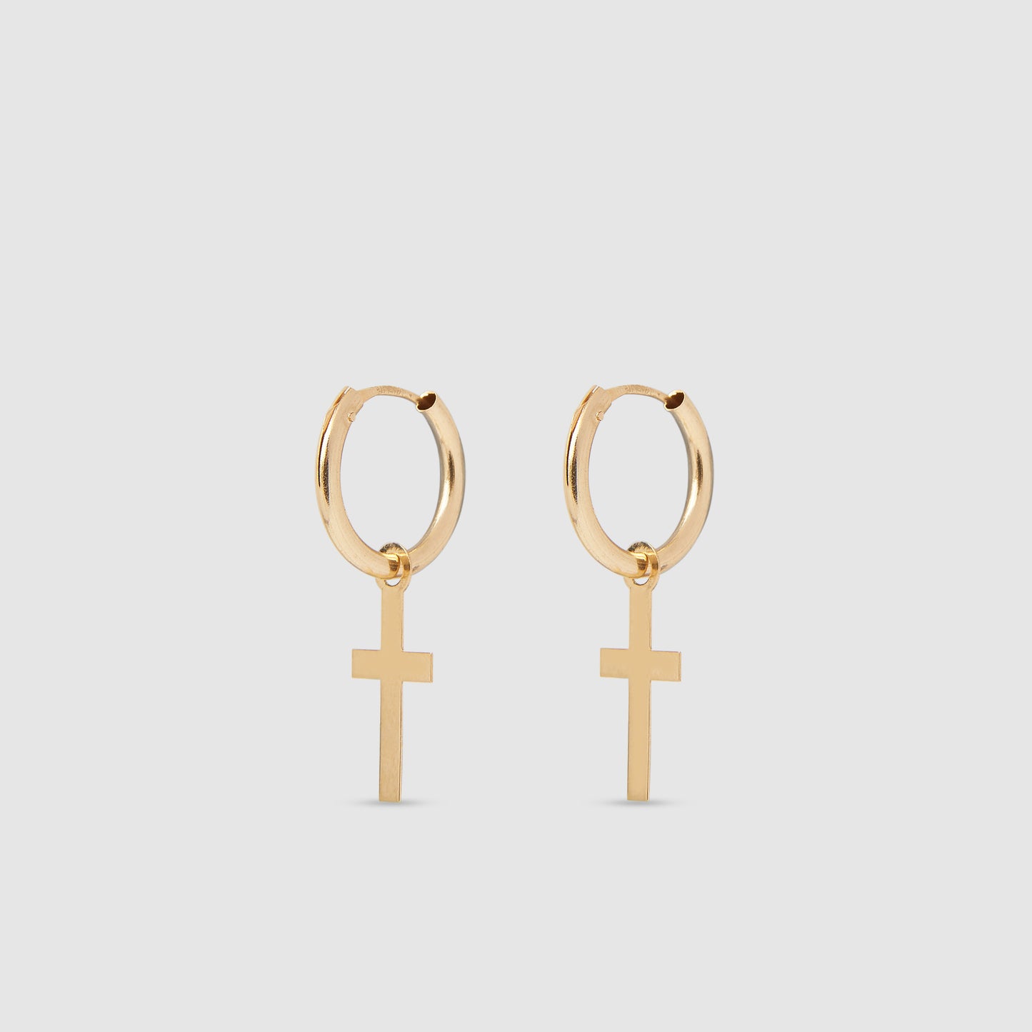 Hoop earrings with cross 18K Gold