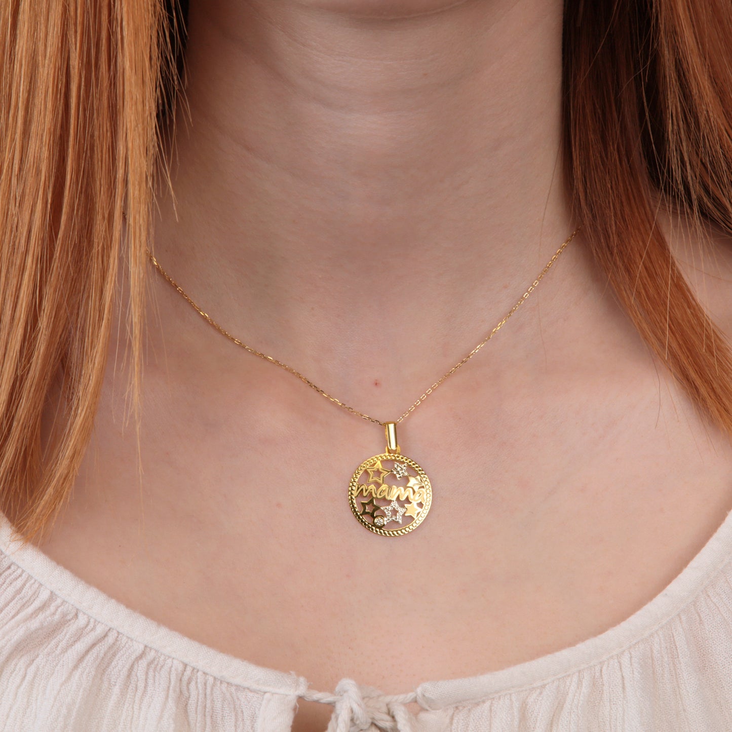 Colgante Mama & Estrellas Oro 18K