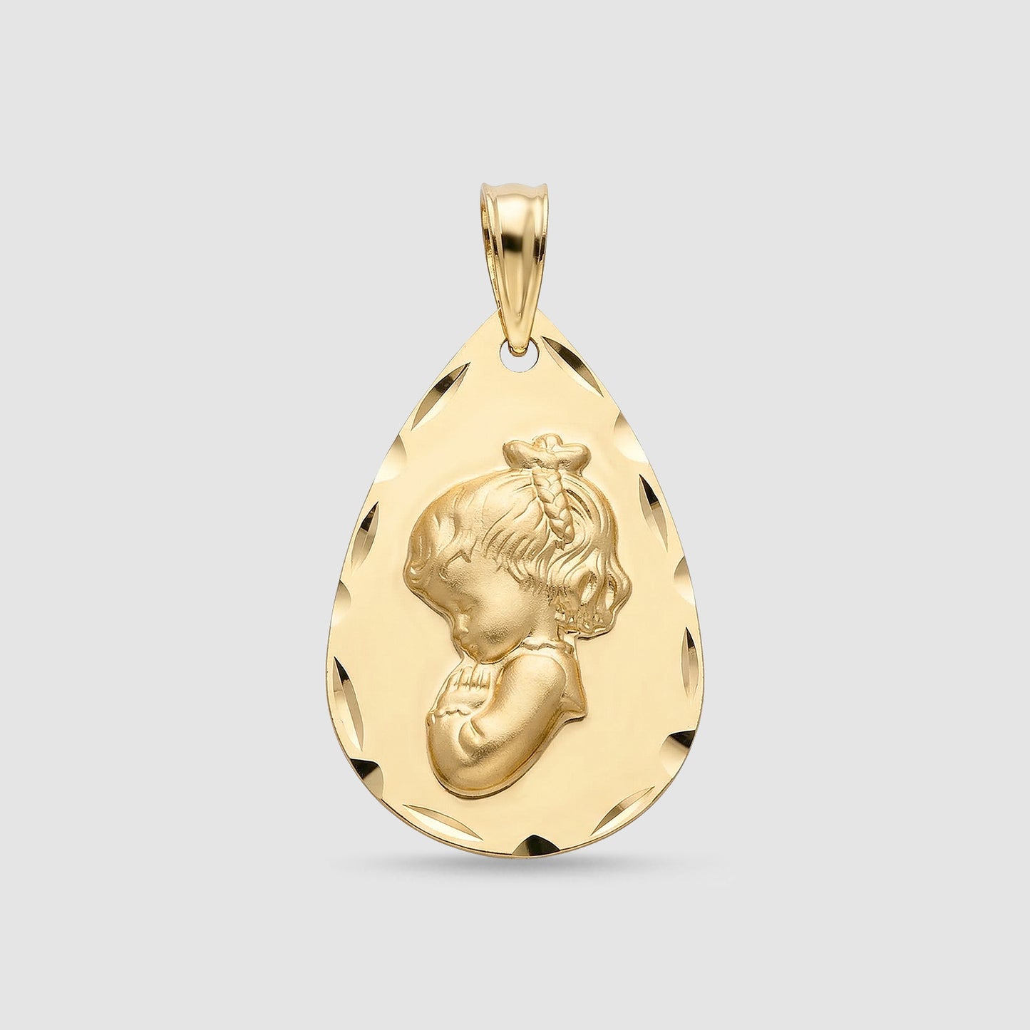 Medalla Gota Virgen Niña Oro 18K