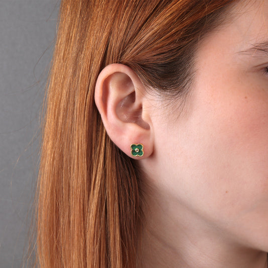 Pendiente Oro 18K Flor de Trébol