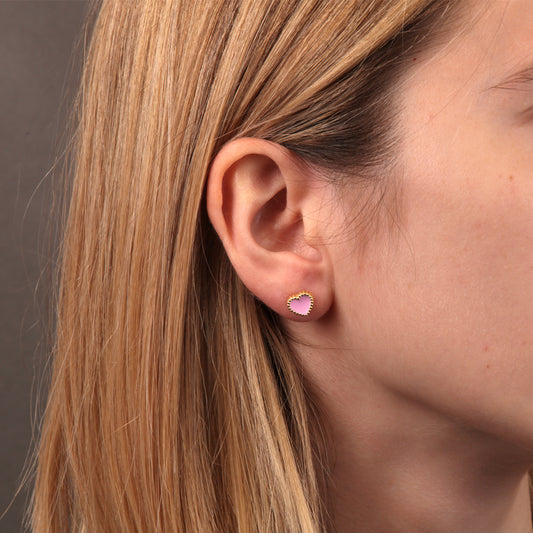 Pendientes Plata Corazon acabado en ORO