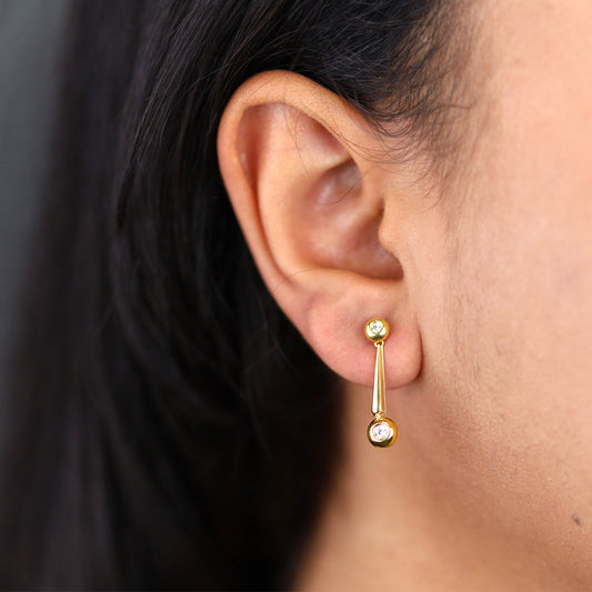 Pendientes Oro 18K Barra & Circonitas