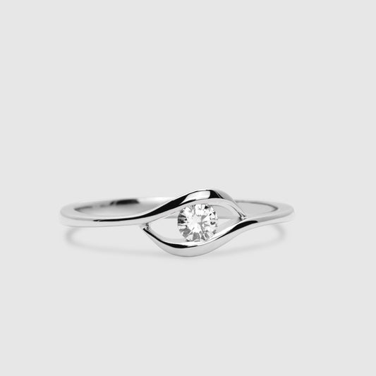 Anillo Solitario Oro Blanco 18K y Brillante