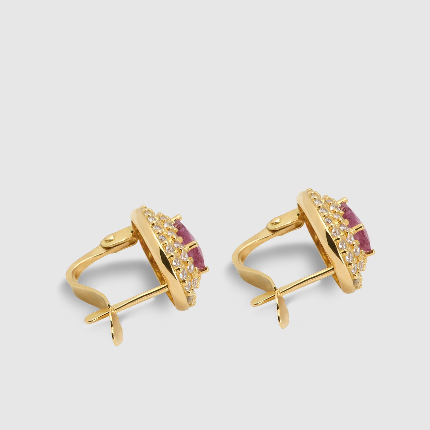 Pendientes Oro 18K Rubí y Circonitas.