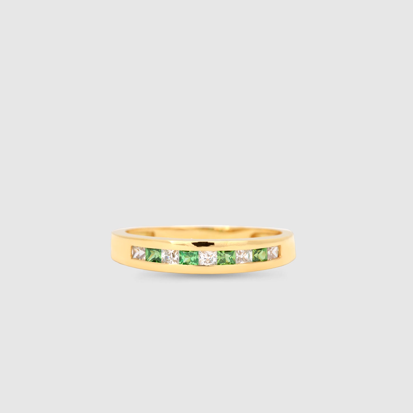 Anillo Oro 18K circonitas & esmeraldas