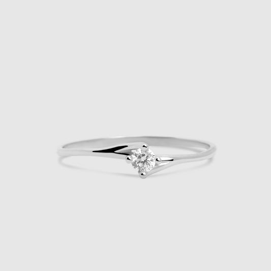 Anillo Solitario Oro Blanco 18K y Brillantes