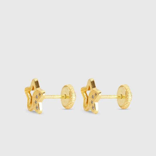 18K Gold & Star Zirconia Earrings