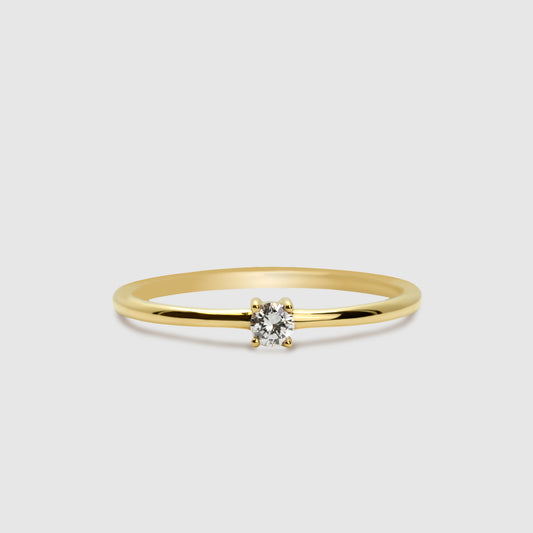 Anillo Solitario Oro 18K y Brillante