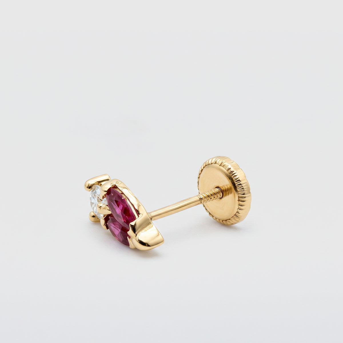 Pendiente Suelto Oro 18K & Piedra Roja