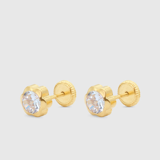 Pendientes Oro 18K Flor & Circonita.