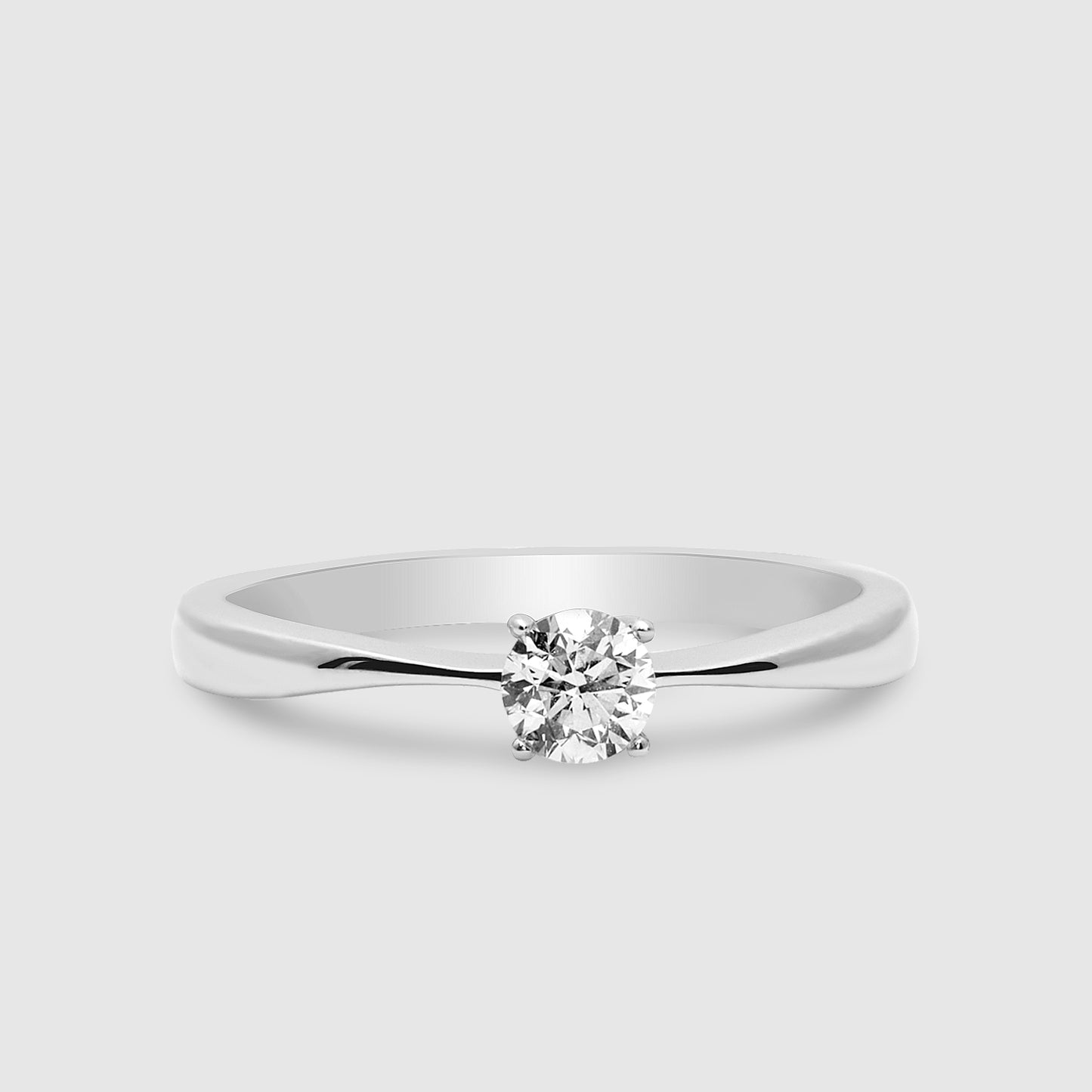 Anillo Solitario Oro Blanco 18K y Brillante