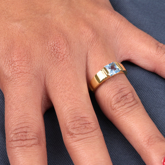 Anillo Oro 18K Topacio Azul
