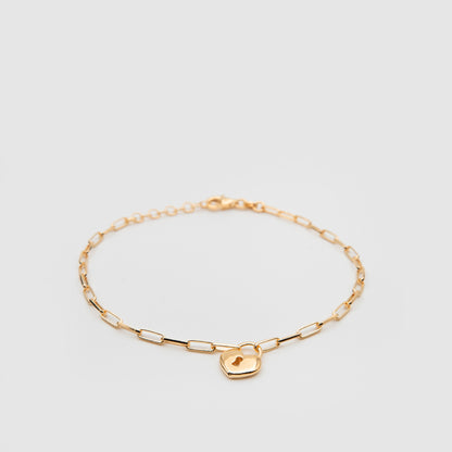 925 Silver Bracelet with Gold Padlock finish