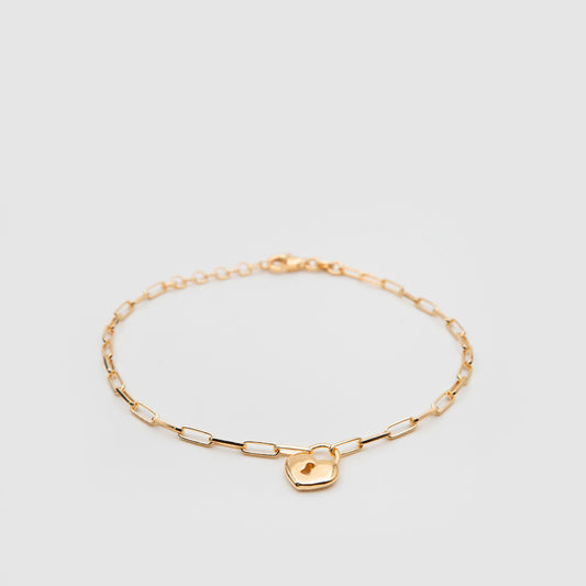 925 Silver Bracelet with Gold Padlock finish