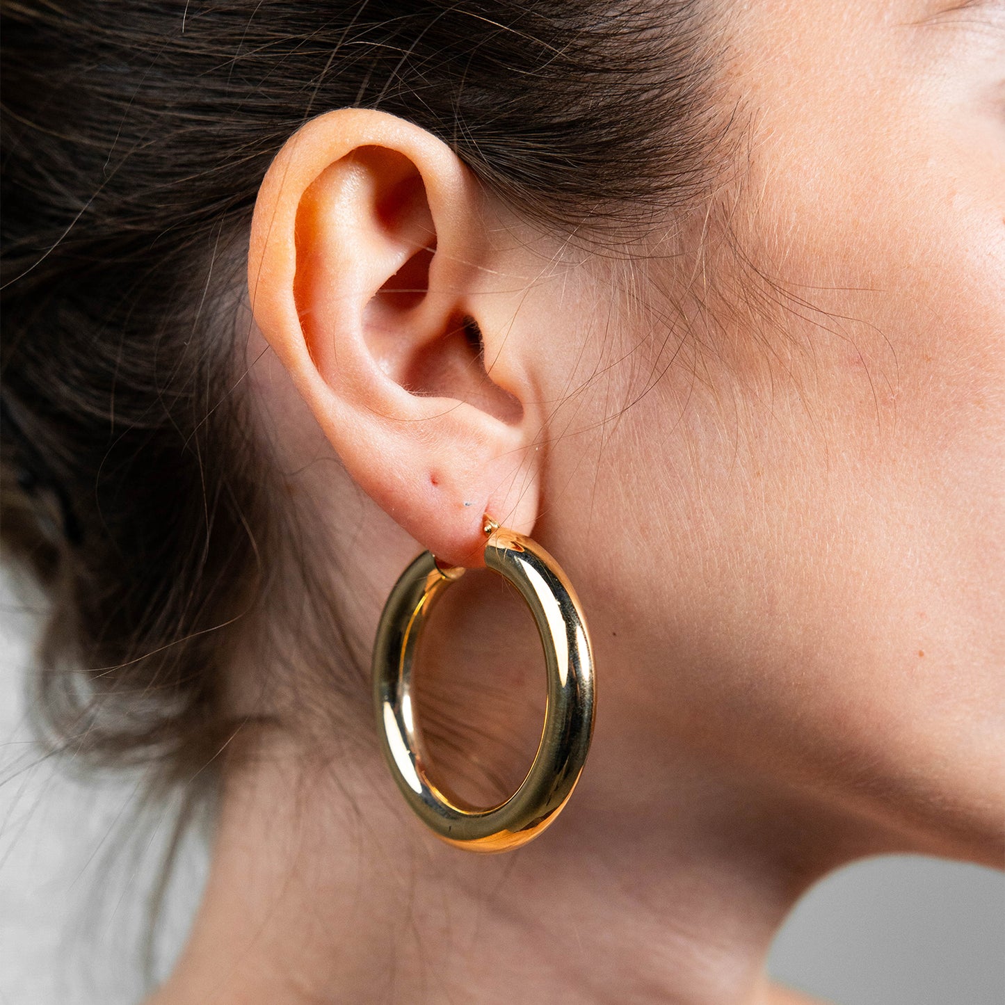 18K Gold Thick Hoop Earrings