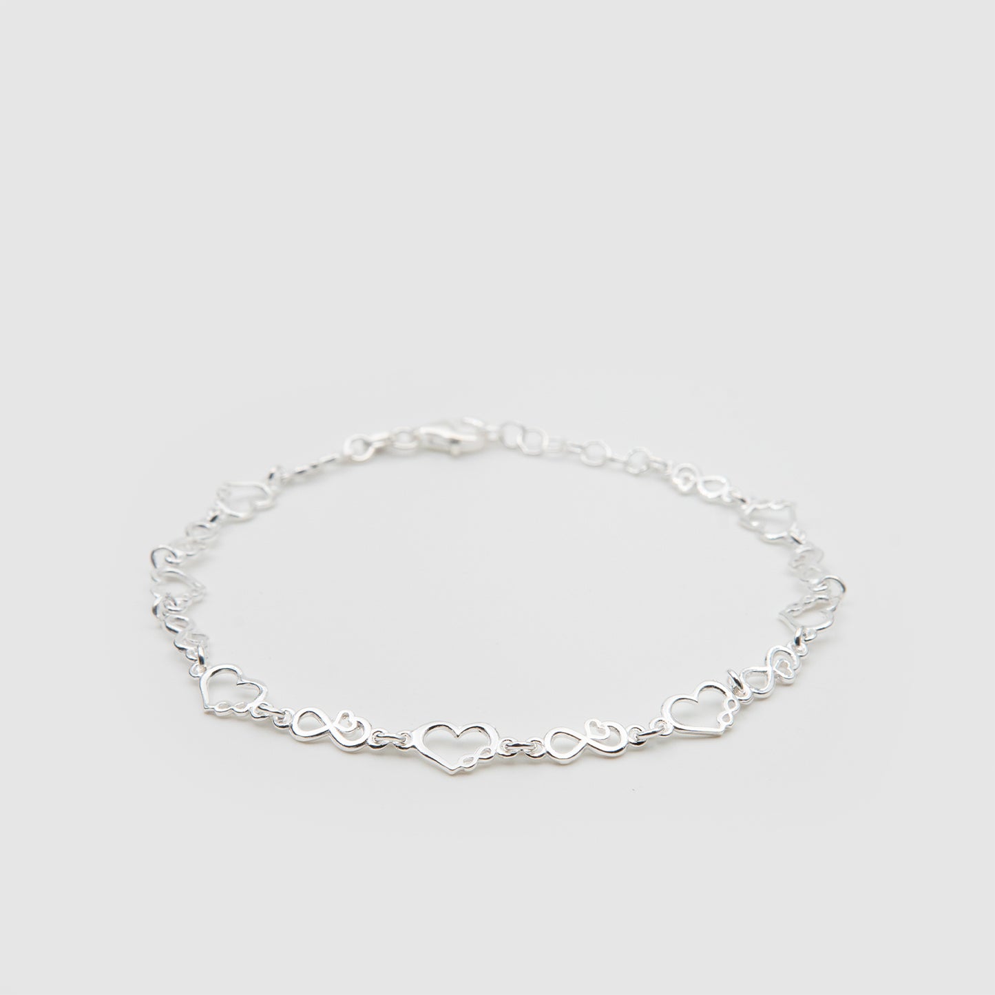 925 Silver Infinity &amp; Hearts Bracelet