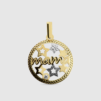 Colgante Mama & Estrellas Oro 18K