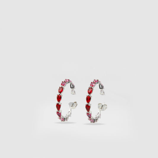 925 Silver hoop earrings with colored stone