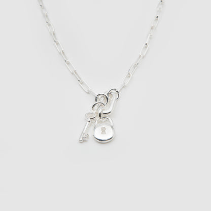 Key &amp; padlock choker 925 Silver