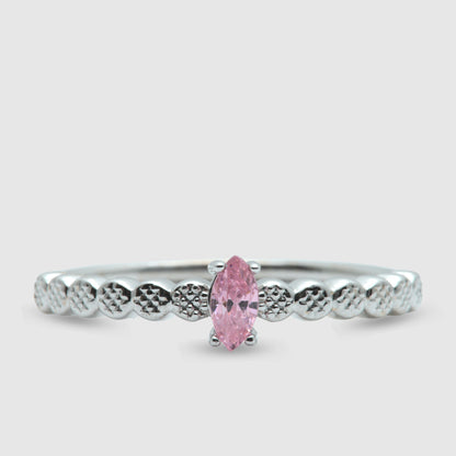 Anillo Oro Blanco 18K Rosa de Francia