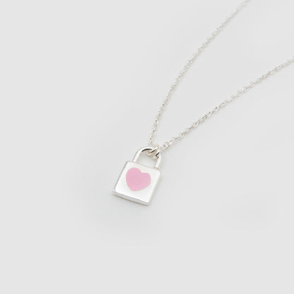 Gargantilla corazón rosa candado Plata 925