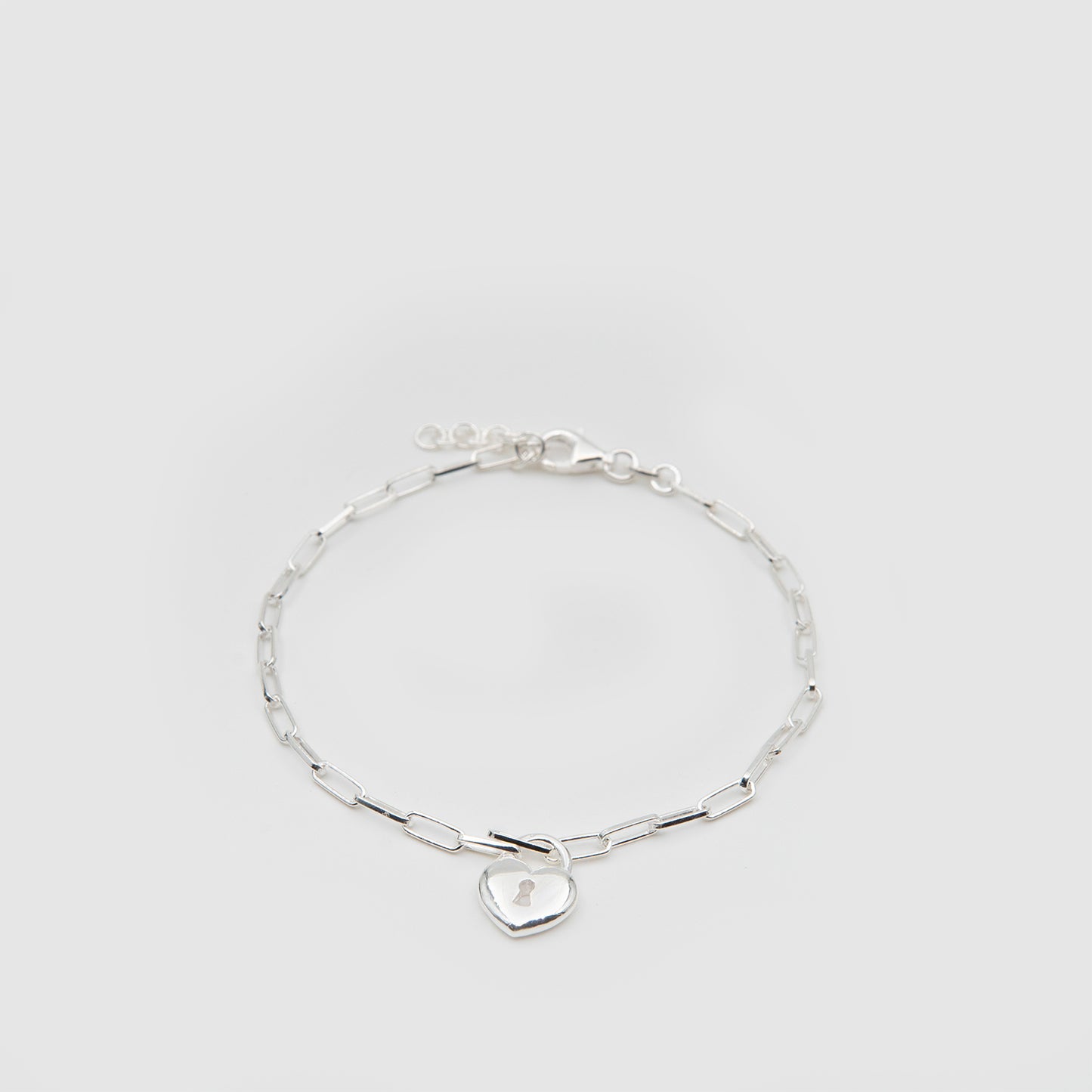 925 Silver Heart Padlock Bracelet