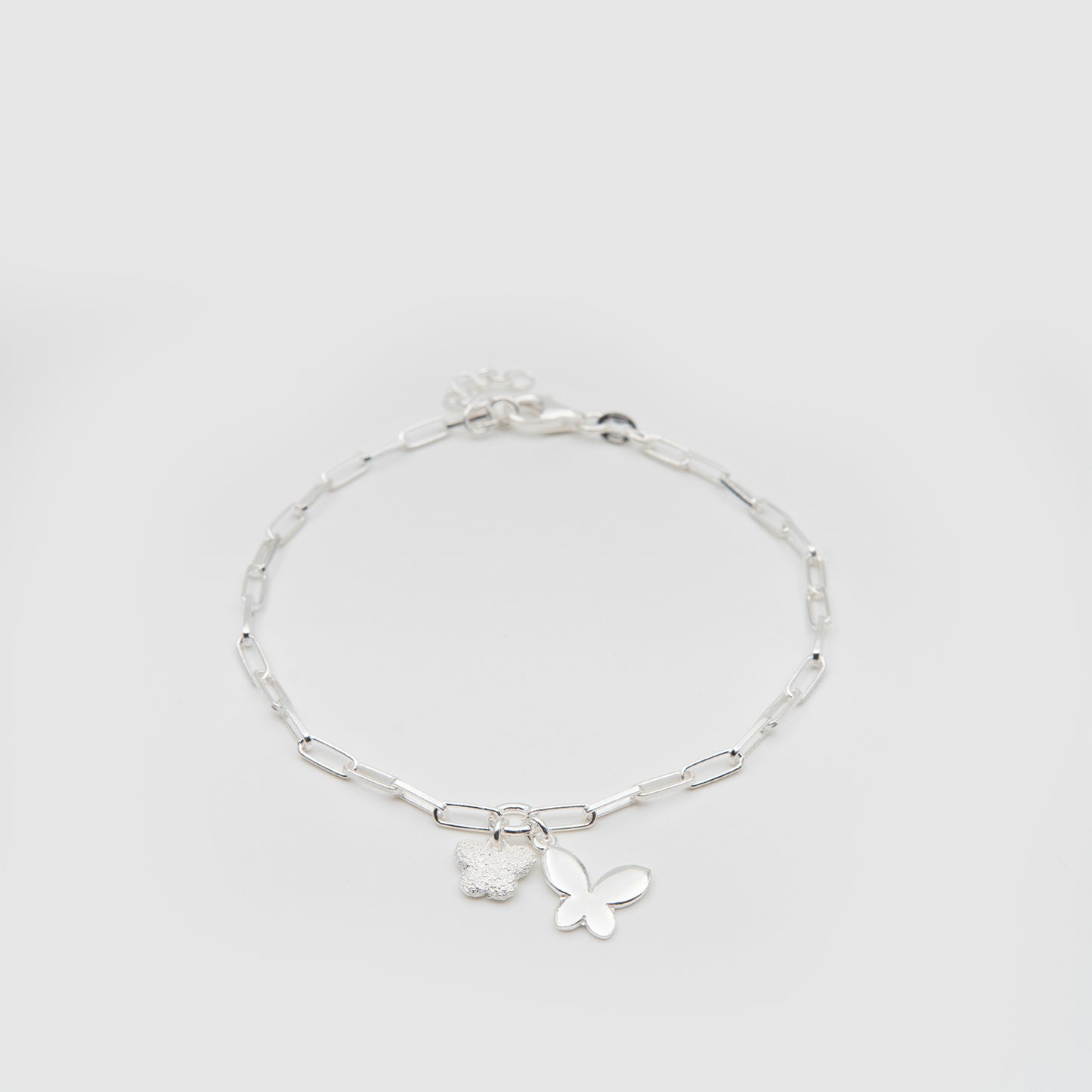 925 Silver Flower &amp; Butterfly Bracelet