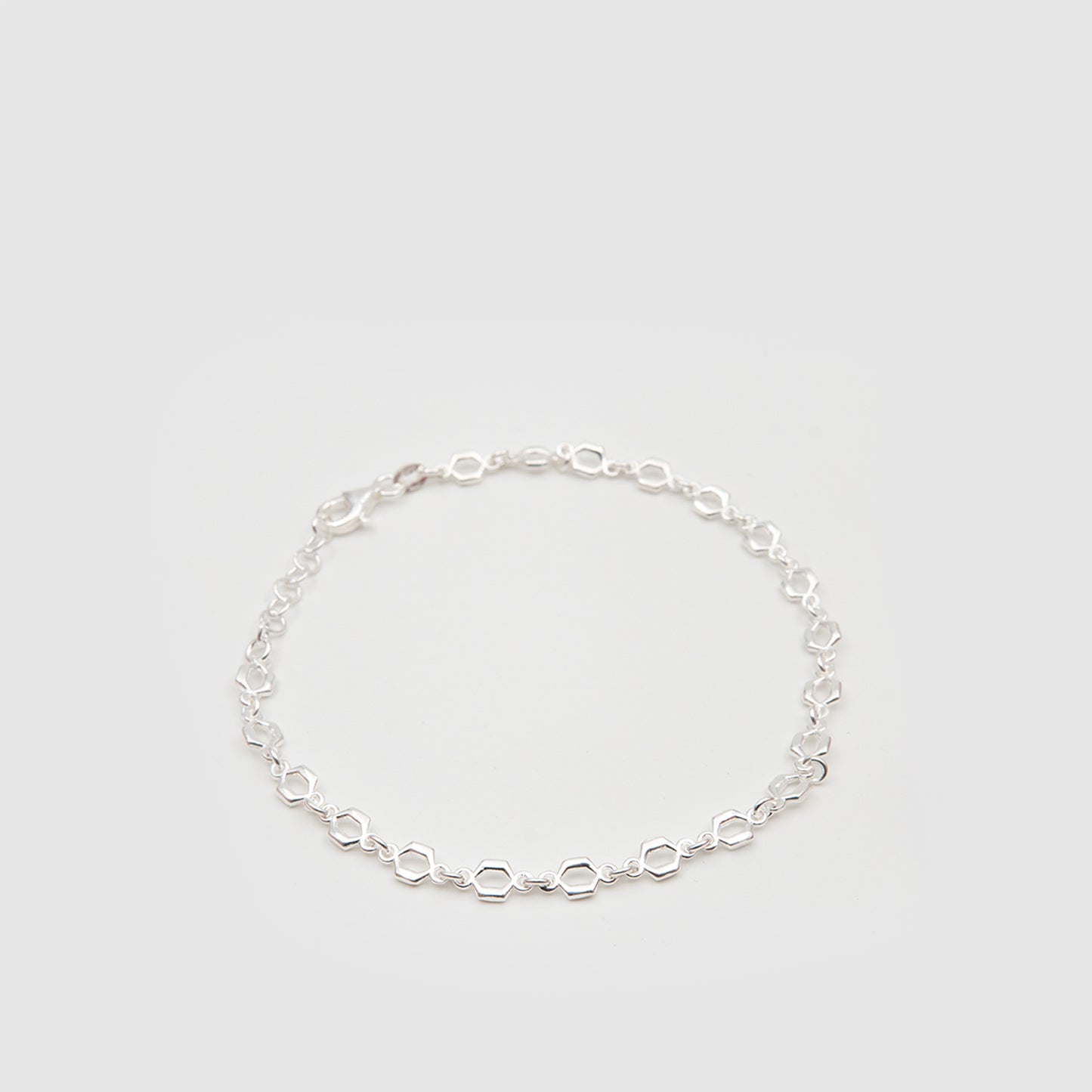 925 Silver Hexagon Link Bracelet