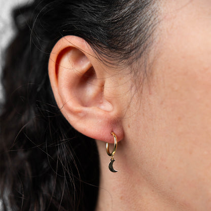 18K Gold Moon Earrings