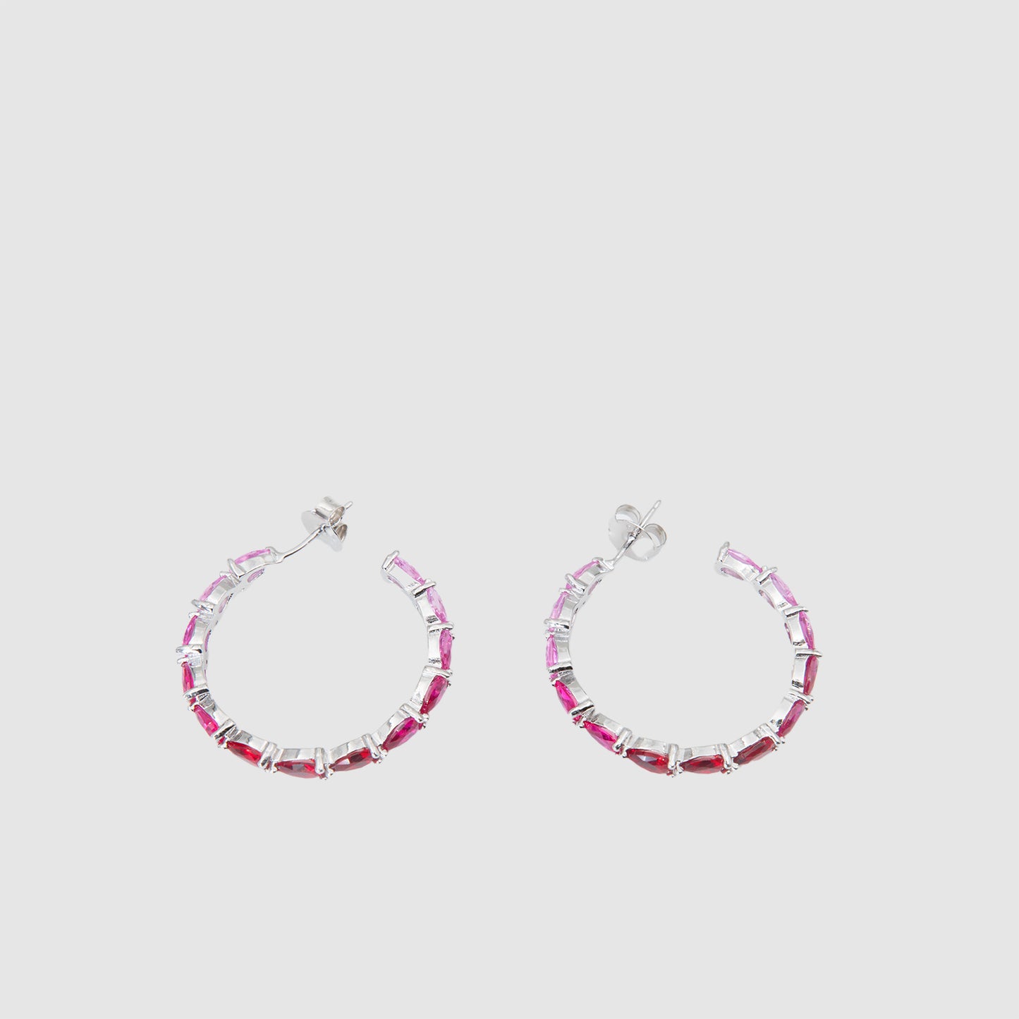 925 Silver hoop earrings with colored stone