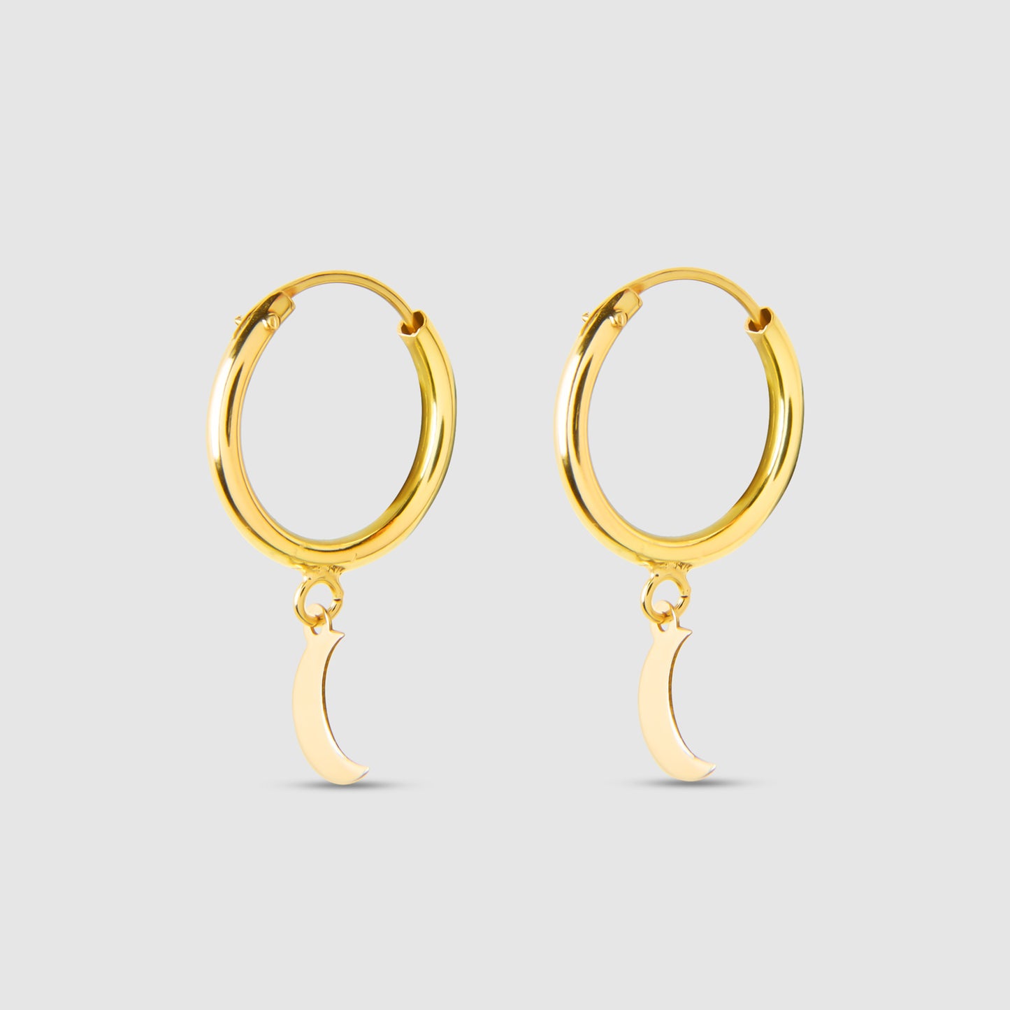 18K Gold Moon Earrings