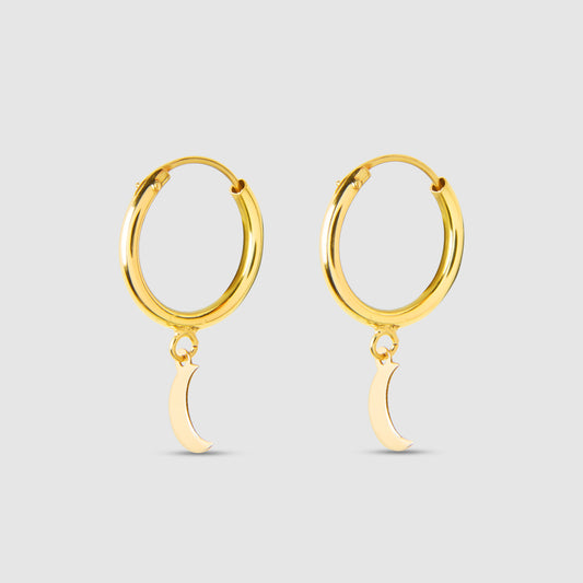 18K Gold Moon Earrings