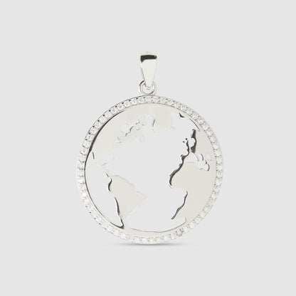 925 Silver World Map Pendant