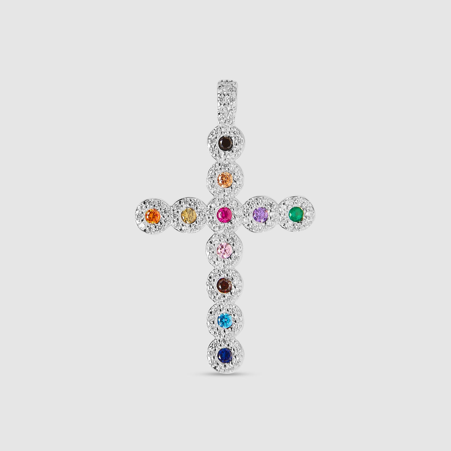 Silver Cross with colored stones