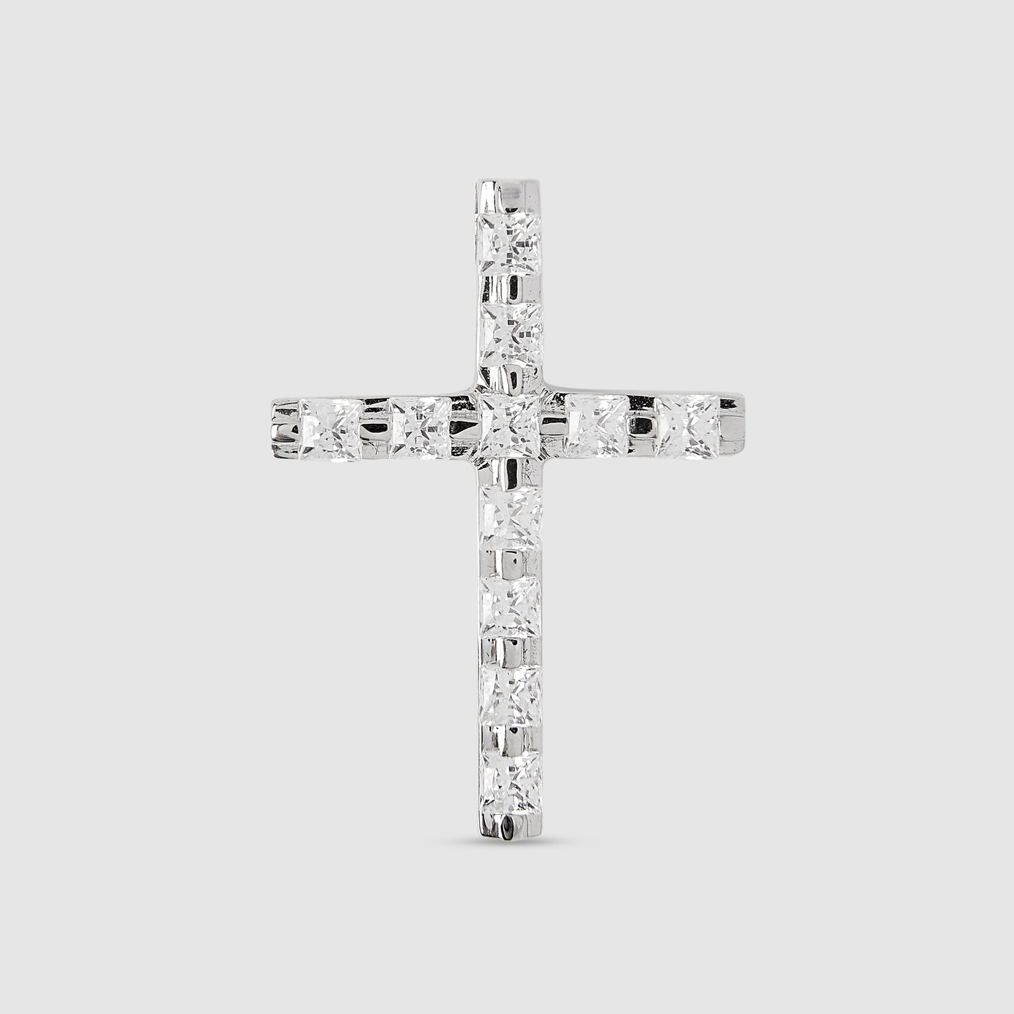 White gold cross with zircons