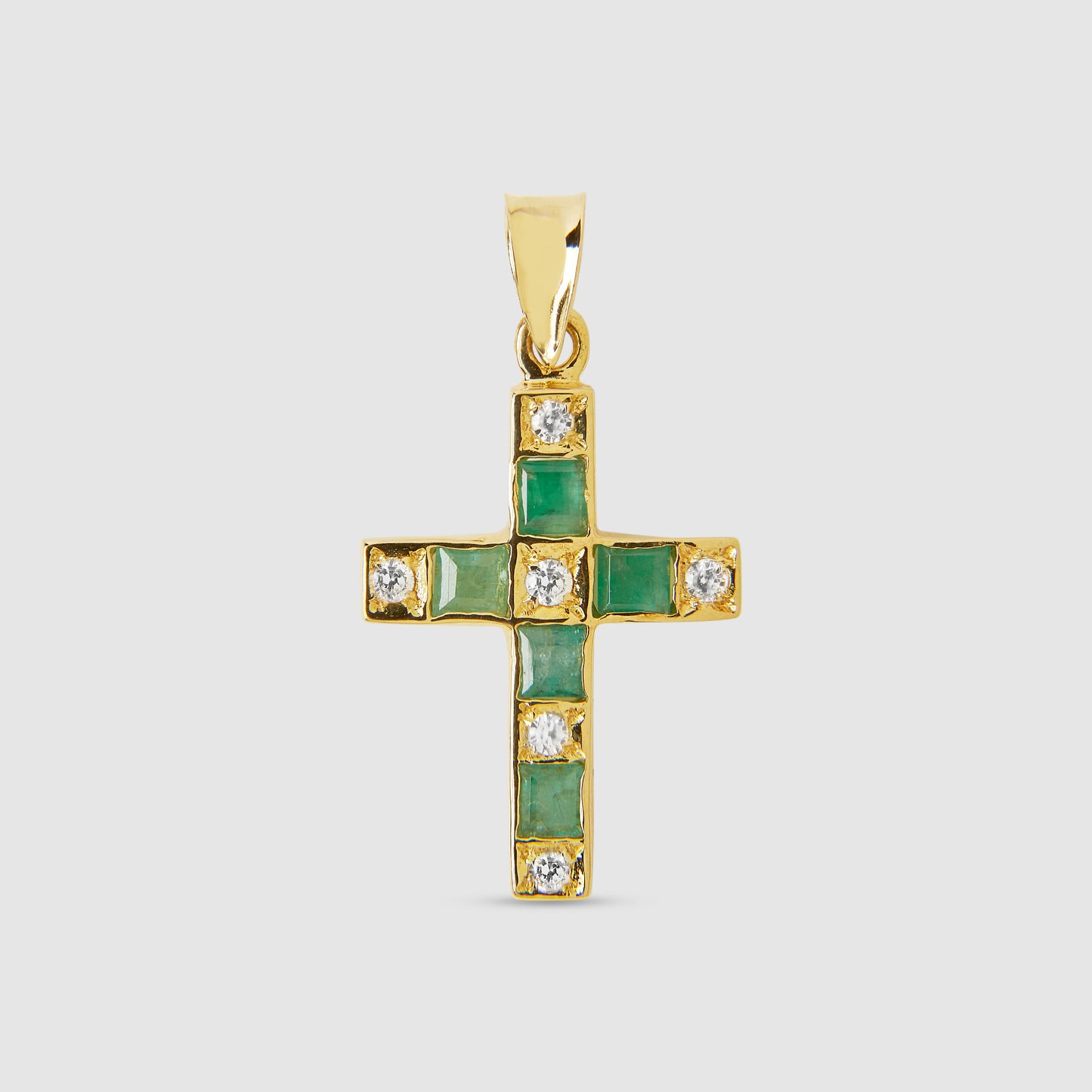 18K Gold Cuz with Emerald and Zircons