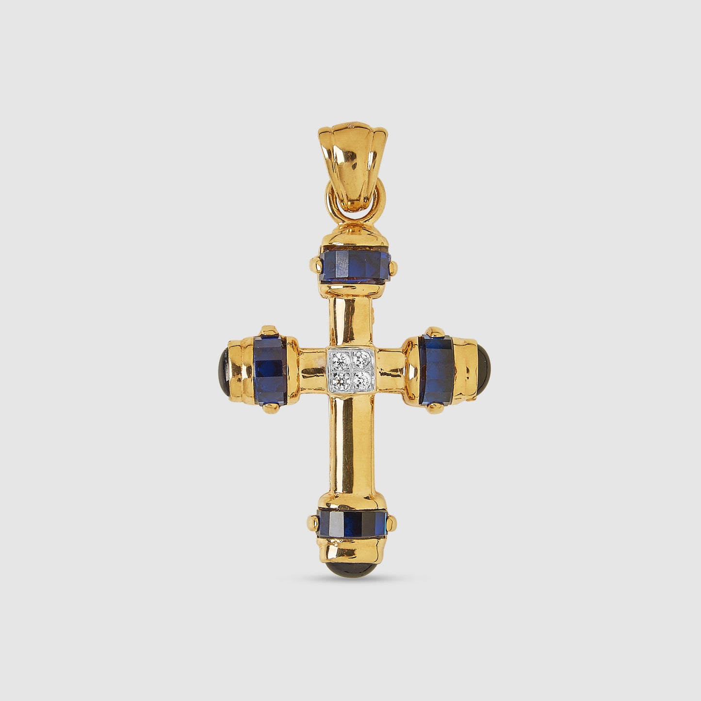 18K Gold Cross with blue border