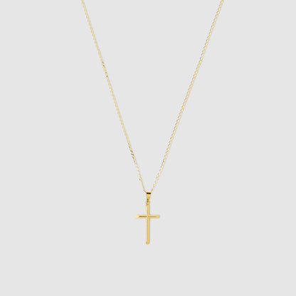 18k Gold Tube Cross Pendant