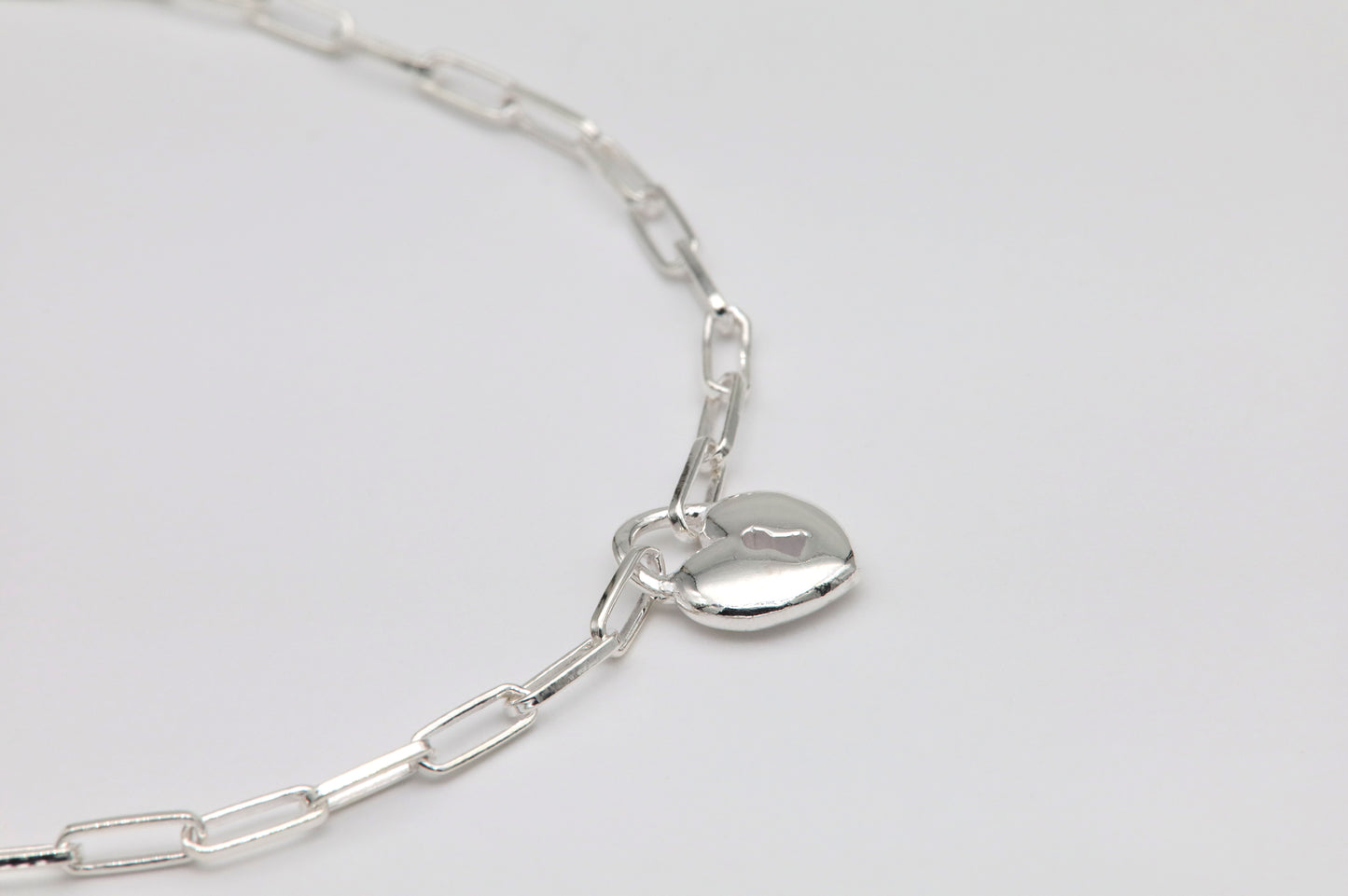 925 Silver Heart Padlock Bracelet