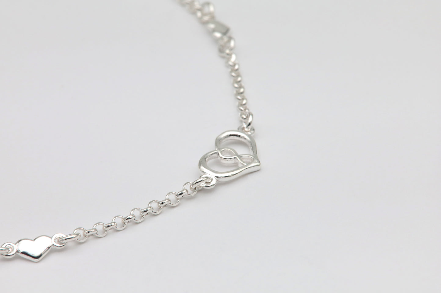 925 Silver Hearts &amp; Infinity Links Bracelet