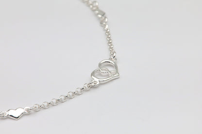 925 Silver Hearts &amp; Infinity Links Bracelet