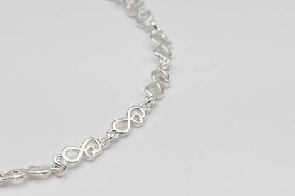 925 Silver Infinity Hearts Bracelet