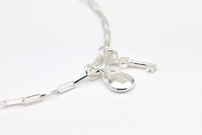 925 Silver Key&amp;Padlock Bracelet