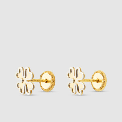 18K Gold Clover Earrings