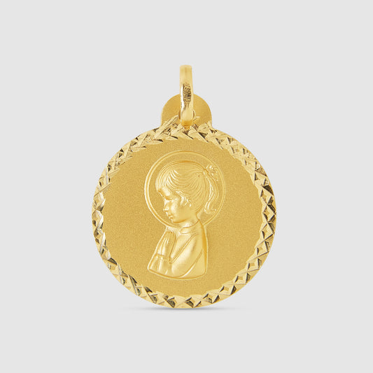 Colgante medalla virgen niña Oro 18K