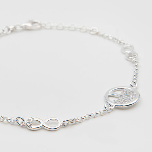 925 Silver Infinity &amp; Tree of Life Bracelet