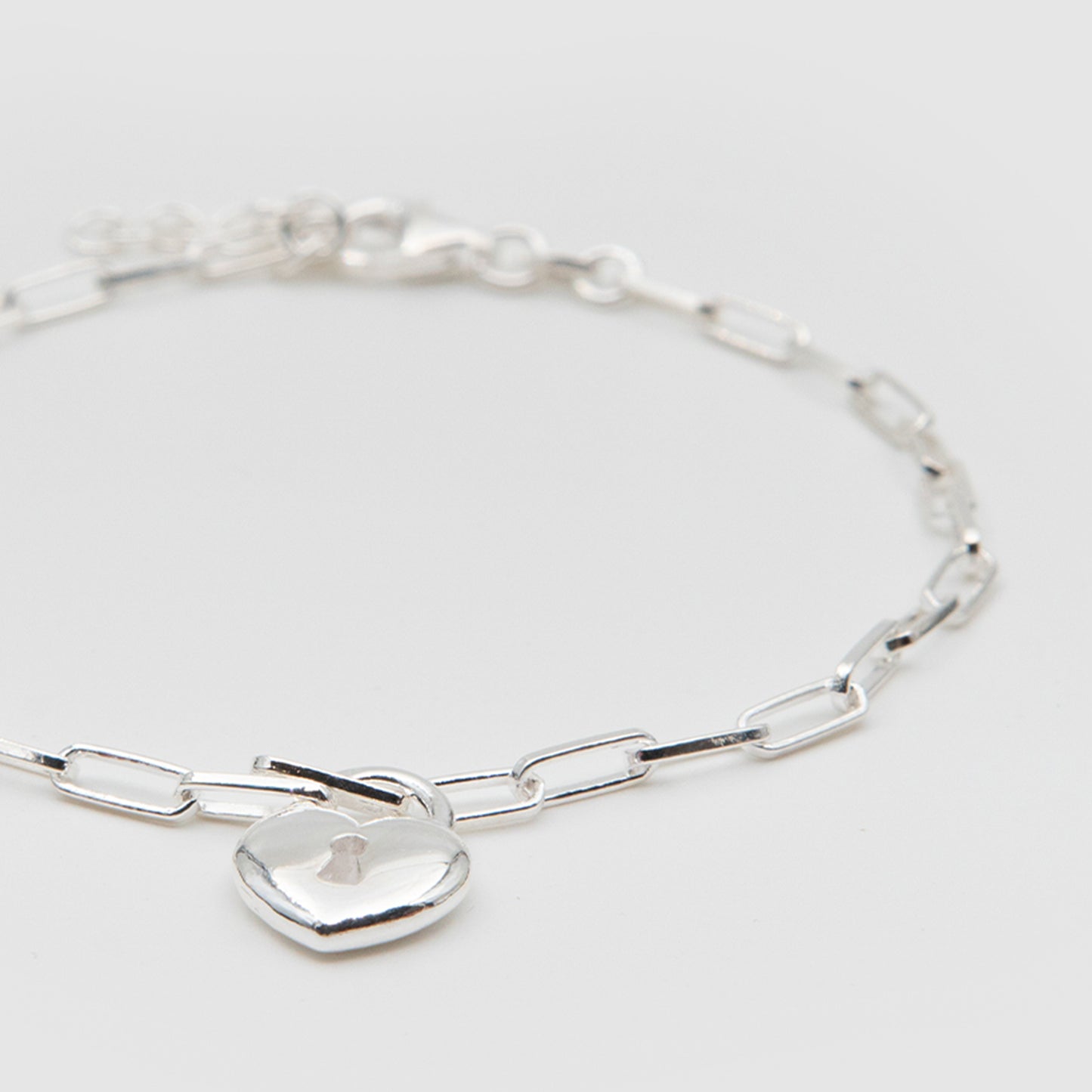 925 Silver Heart Padlock Bracelet